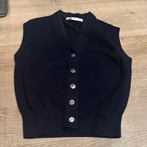 Zara Black Button Down Sleeveless Top